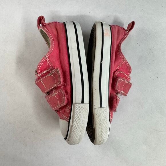 CONVERSE SHOES LITTLE KIDS 6C CHUCK TAYLOR ALL STAR HOOK AND LOOP OX PINK - Picture 5 of 9